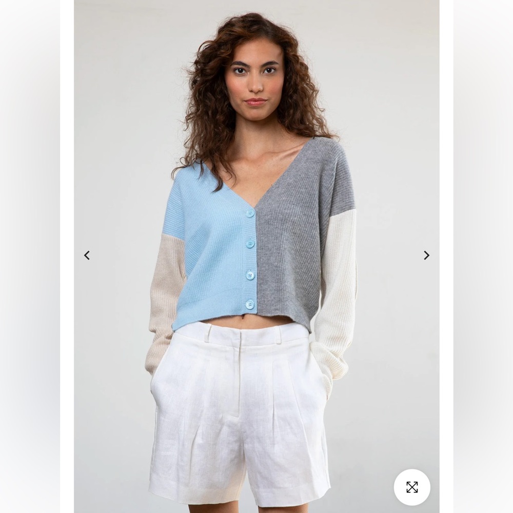 NWOT 27 Miles Malibu 100% Cashmere Mariposa Cardigan Small color block